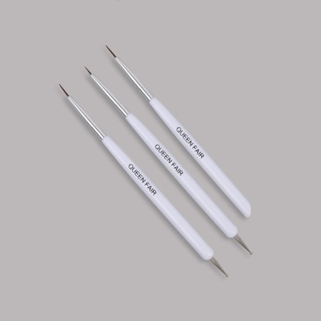 Set for building and design of nails: point brush - Dots 2 pcs, point brush - Pusher, 15 cm, white color-1