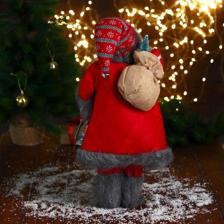 Santa Claus "in a red checkered sweater, with a flashlight" 23x45 cm-3