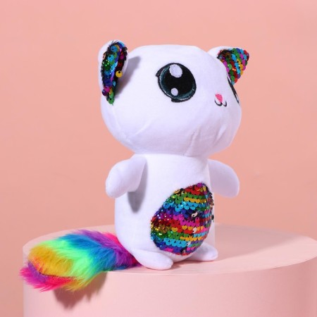 Soft toy with sequins "Fenya lemurchik", 10 cm x 20 cm x 16 cm-4