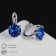 Earrings with rhinestones "Bloom", blue color in silver