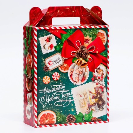 Gift box New Year's emerald vintage 17 x 7 x 25.5 cm-1
