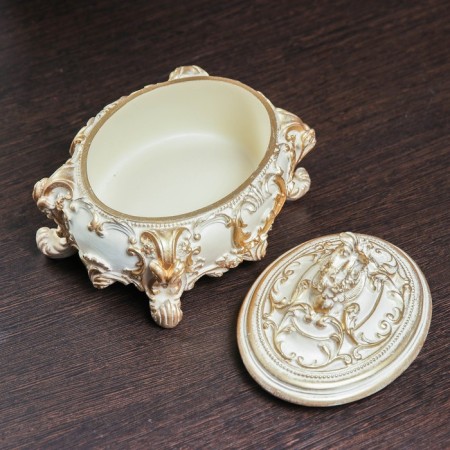 Casket, ivory/gold 15x12x14cm-6