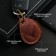 Leather keychain for a car key, label, drop, genuine leather, brown, deer