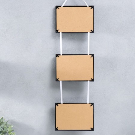 Triple photo frame on braid L-3 10x15 cm black (plastic screen)-2