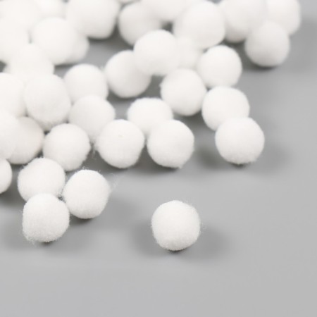 Pompons, 8 mm, 100 pcs/pack, 100% polyester, white color