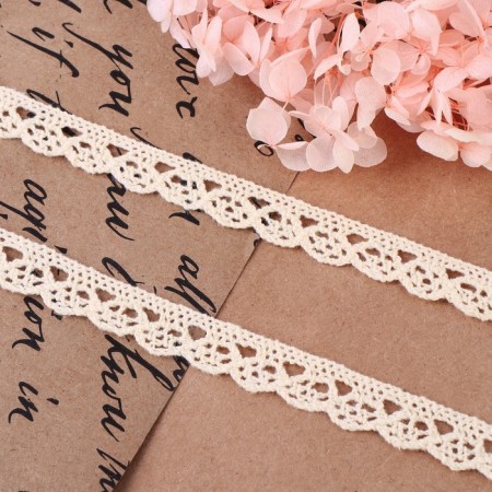 Knitted lace, 13 mm × 15 ± 1 m, beige color-1