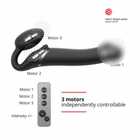 Vibrostron Strap-on-me with 3 engines, m, 16 cm, black-1