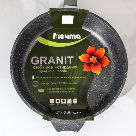 Granite pan, d = 28 cm, plastic handle, anti -stick coating, gray color-7