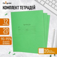 A set of notebooks of 20 pieces, 12 sheets in the line of the Green Cover PDA, OFSET block, whiteness 92%