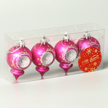 Set of jewelry plastic 4 pcs "light" 4x6 cm, pink-1