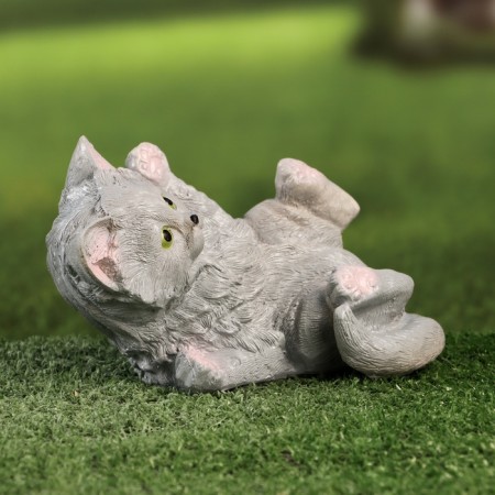 Garden figure "kitten" gray, 13x18x10cm-2