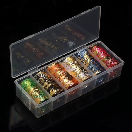 A spider web with a foil for decor, 6 pcs, in a plastic organizer, colorful/golden color