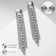 Hanging earrings with Hollywood rhinestones, white color in silver, 11 cm