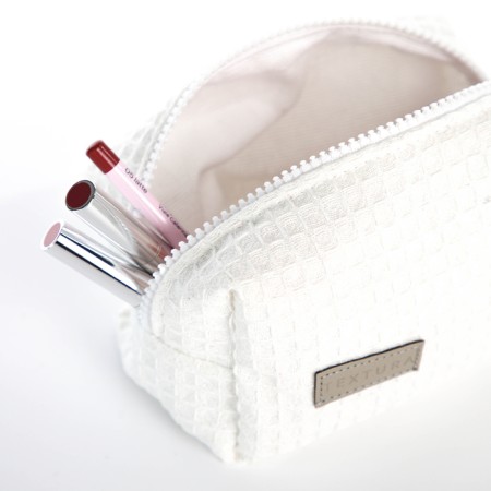 Cosmetic bag at the lightning textura, white color-8