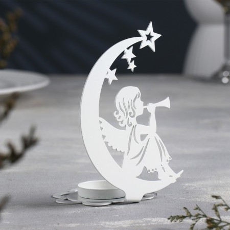 Luna Climber Metal for one candle, 7.1x10.8x14.7 cm, white-2