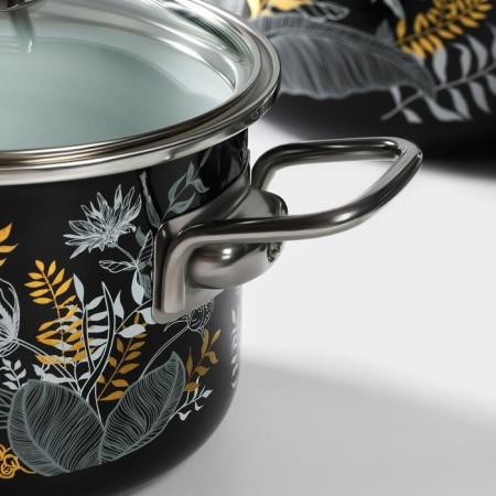 Set of pan Magia, 2 l, 3 l, 4 l, glass cover, induction, black-3