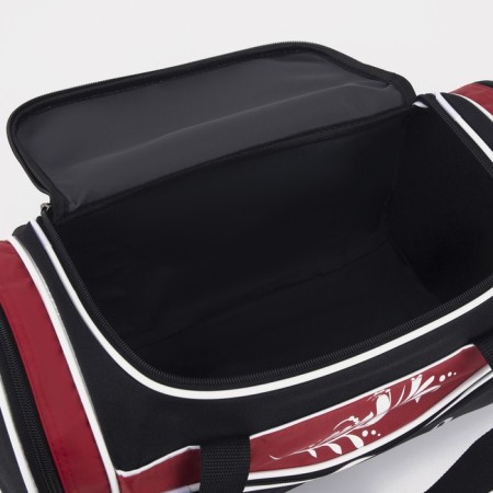 Sports bag, 3 parts on zippers, external pocket, black/red color-2
