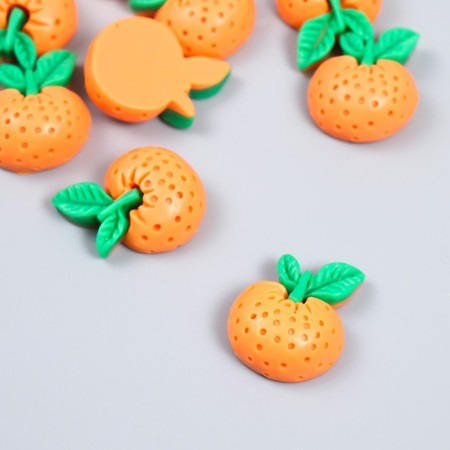 Decor for creativity plastic "Orange with leaves" set of 10 pcs 2.5x2 cm
