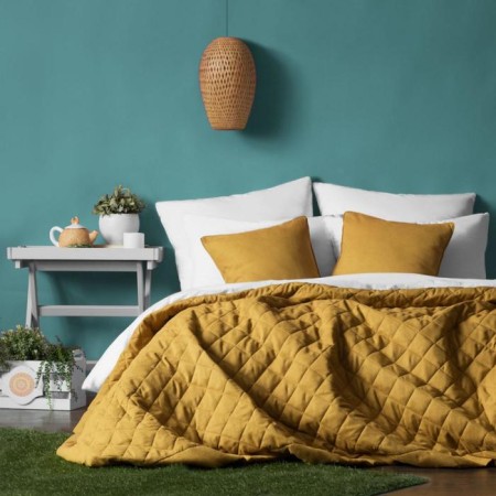 Cover with pillowcases "Kim", size 230x250 cm, mustard color-1