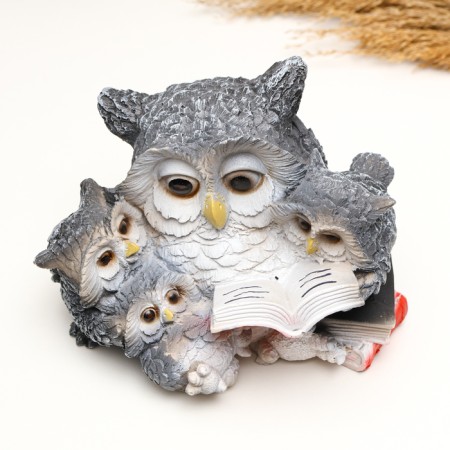Garden Figure "Owl with Oblits and Book" 17x15cm-5