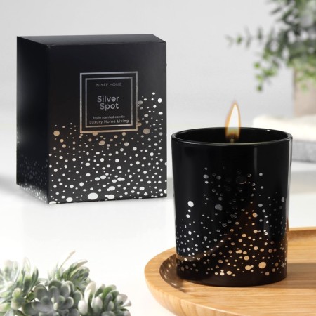 Aromatic candle "Silver Spot", blackberry, black glass