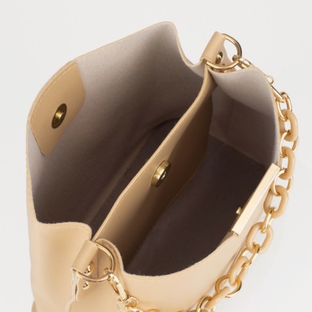 Cross-Bodi bag, Magnet, long belt, beige color-2