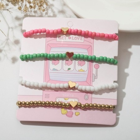 Set 4 bracelet "Heart", colored with gold, 8 cm-2