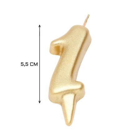 Candle for the cake figure "Oval" Golden "1", large, 5.5 cm-2