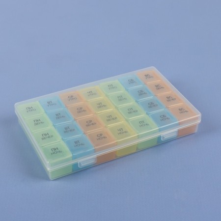 Airman - Organizer "Week", removable cells, morning/day/evening/night, 17.5 × 10.7 × 2.5 cm, 7 containers of 4 sections, multi -colored containers-5
