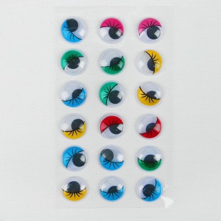 Eyes with glue -based cilia, set of 18 pcs., Size: 2 cm