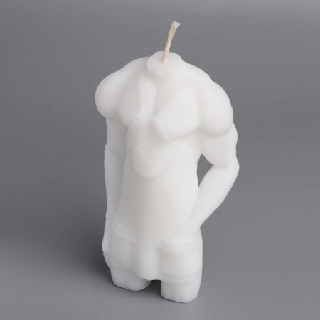 Figure candle "Male silhouette" in a apron with a heart, 5.5x3.5x10.5 cm, white-2