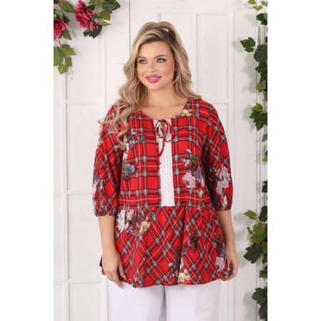 Female blouse, size 52, red color-3