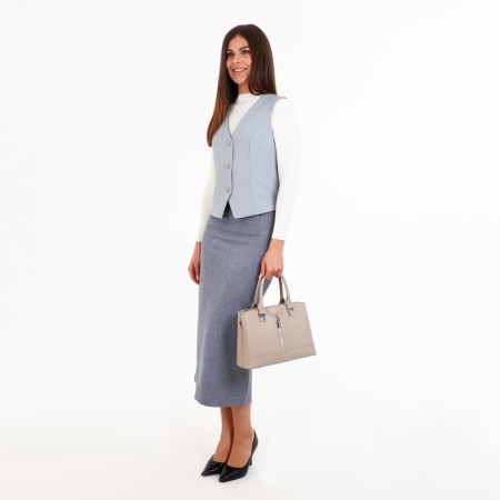 Lightning tout bag, outer pocket, long belt, light-beige color-8
