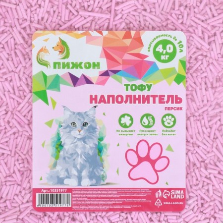 Наполнитель тофу, "Пижон" персик 4 кг впитываемость до 10 л-1