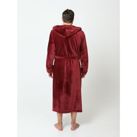 Male robe with a hood, size 48, burgundy color-7