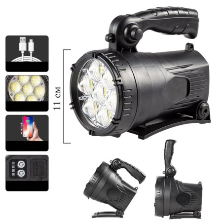 Flight battery flashlight, 4000 mAh, 25 W, 1500 lm, LED, USB, IP45