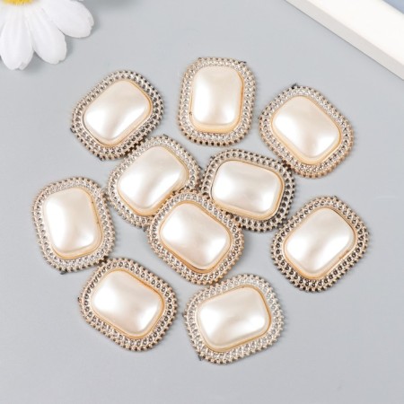 Decor for creativity plastic "Pearl rectangle" set of 10 pcs 2.3x2.8 cm-2