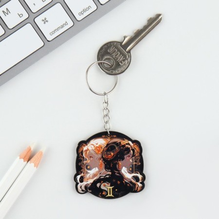 Key keychain wooden "Gemini", 4.5 x 6 cm-1