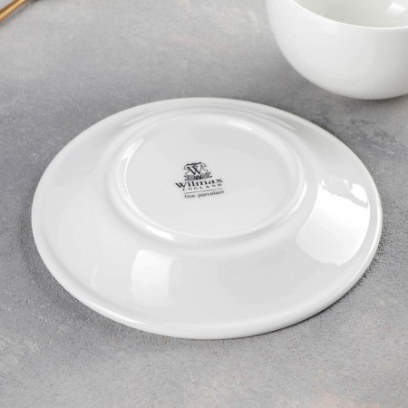 Tea steam porcelain Wilmax Olivia, 2 items: a cup 250 ml, a saucer d = 15 cm, white color-5