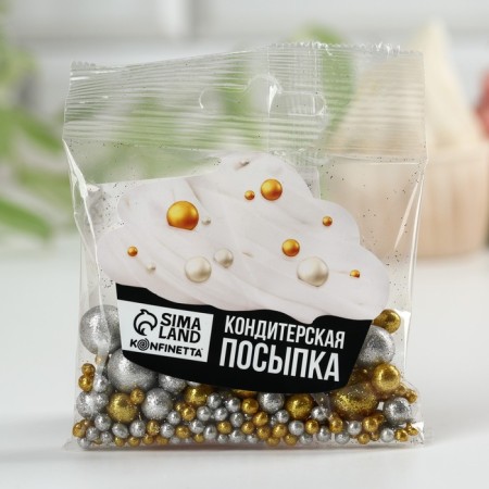 Sprinking confectionery "shine" is soft and with chocolate: gold and silver, 25 g.-2