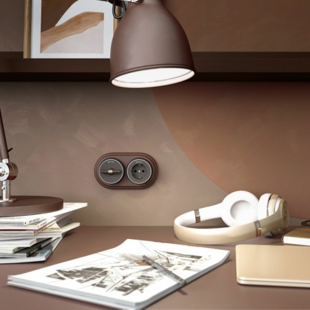 The socket W5871052 with the grounding of Vintage, Mokko matte chrome-1