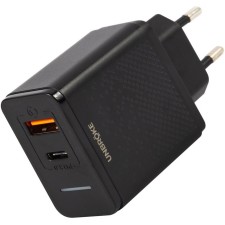 Network charger Unbröke Un-1, USB+Type-C, 3 A, indicator, black