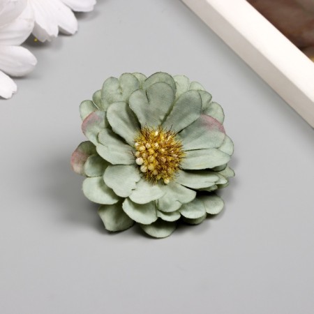 Budon on the leg for decoration "Multilayer chamomile Green" 6x6 cm-1