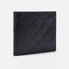 Male purse without fastener, department for bills, for maps, black color