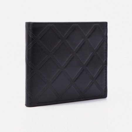 Male purse without fastener, department for bills, for maps, black color