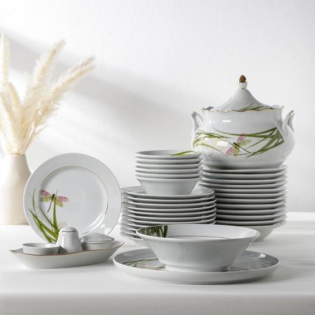 Service table porcelain "Dragonfly", 37 items, 2 types of plates