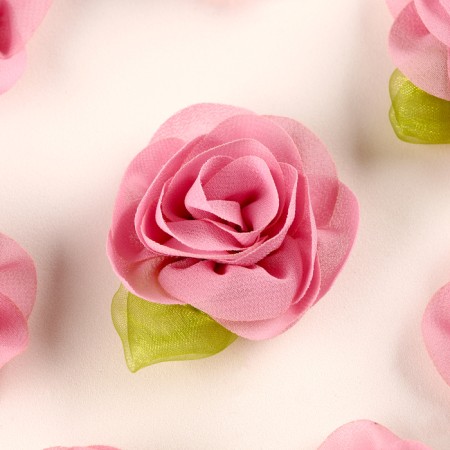 Flower with petals, leaflet, fabric, set of 8 pcs., Pink color-1