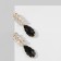 Earrings with rhinestones "Eden" bunch, black and white color in gold