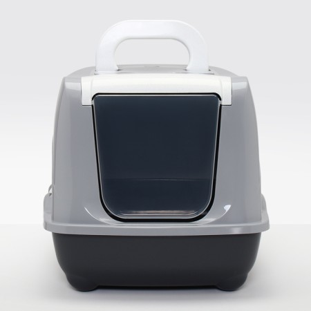 Domik toilet for cats closed with a door 57*43*38 cm, gray-1