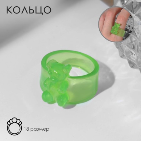Ring "Marmalade Bear" is wide, the color is green, size 18
